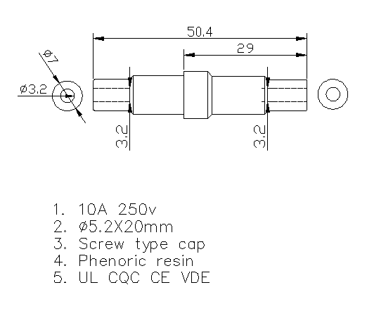 250v inline fuse holder H3-03 Datasheet