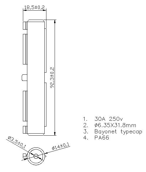 giá đỡ cầu chì nội tuyến không thấm nước Bảng dữ liệu H3-70B